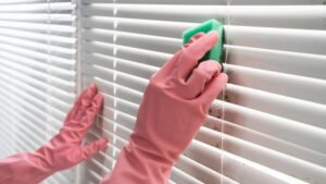 cleaning the blinds